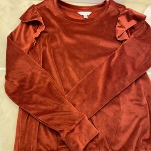 Lauren Conrad Velour Ruffle Sleeve Top